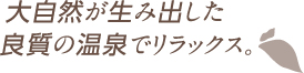 大自然が生み出した良質の温泉でリラックス。